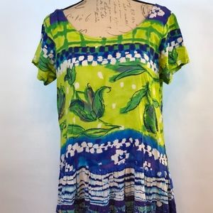 Jam's World Blue & Green Floral Dress Size Large